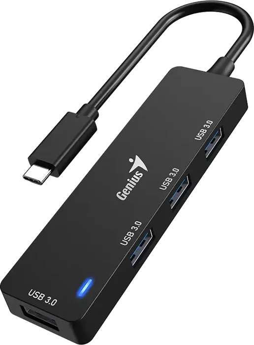 GENIUS UH-400 USB 3.0 4-PORT BLACK SHOB HUB