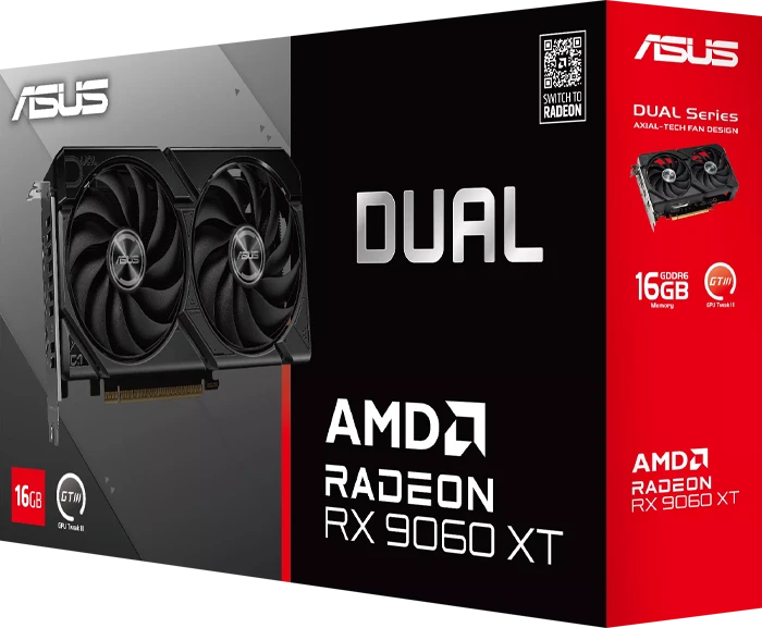 کارت گرافیک Asus مدل Dual Radeon RX 9060 XT 16GB GDDR6