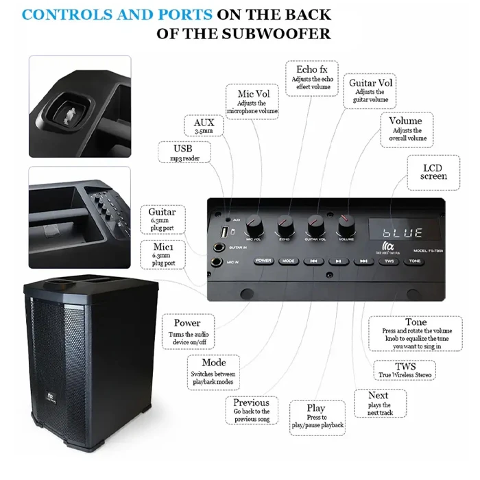 اسپیکر قابل حمل Tazata مدل PARTY FS-T900