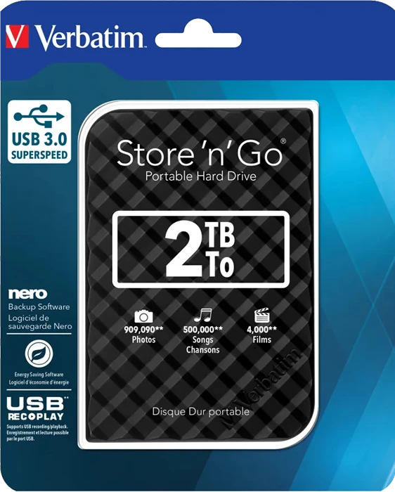 هارد اکسترنال 2 ترابایت Verbatim مدل Store ‘n’ Go