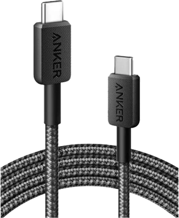 کالا Anker مدل TYPE-C TO TYPE-C A81D6H21 6FT 240W WHITE ASLI BRAIDED CABLE