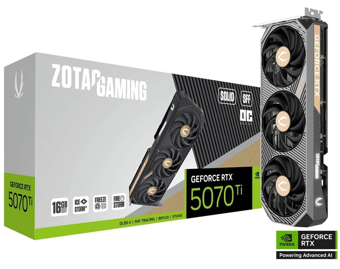 کارت گرافیک گیمینگ ZOTAC مدل GAMING GeForce RTX 5070 Ti SOLID SFF OC