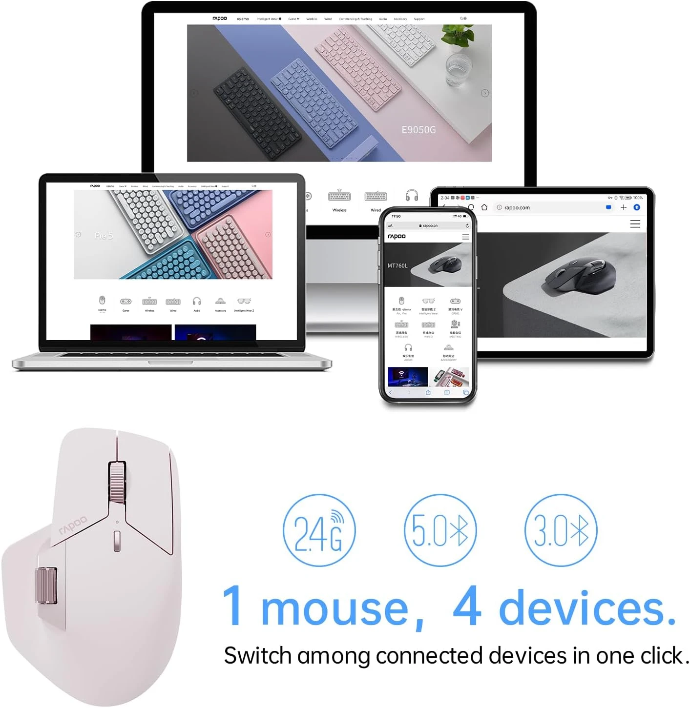 موس بی سیم Rapoo مدل MT760M‌
