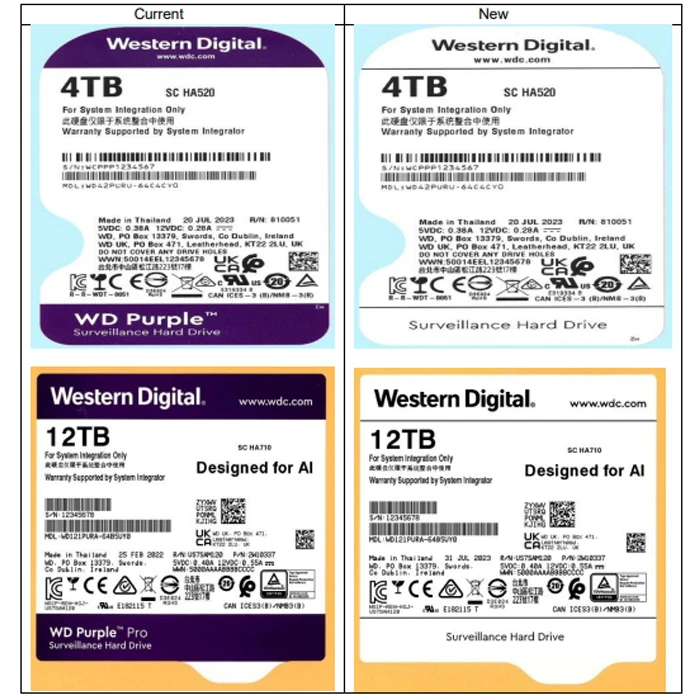 هارد دوربین مداربسته 8 ترابایت WD مدل Purple Surveillance WD85PURU