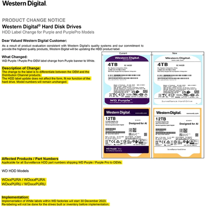 هارد دوربین مداربسته 8 ترابایت WD مدل Purple Surveillance WD85PURU