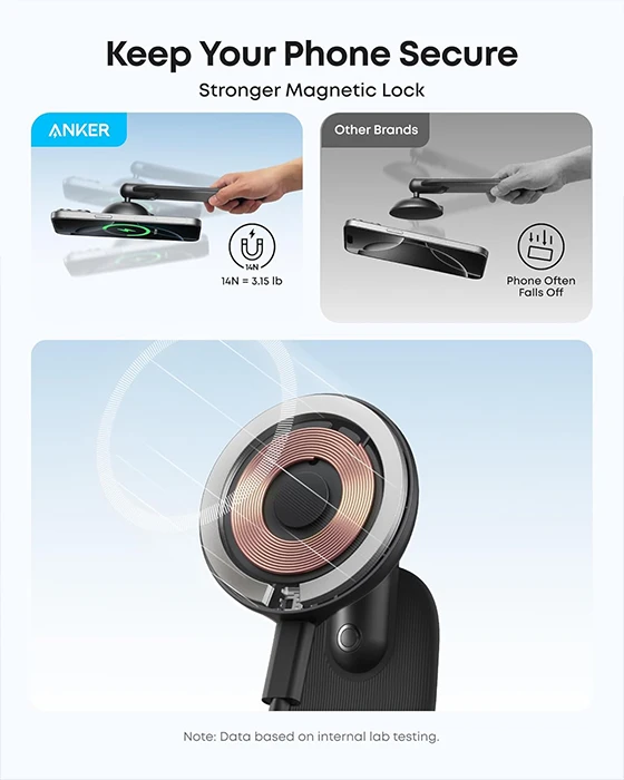 شارژر بی سیم 15 وات Anker مدل MagGo Qi2 B2216‌
