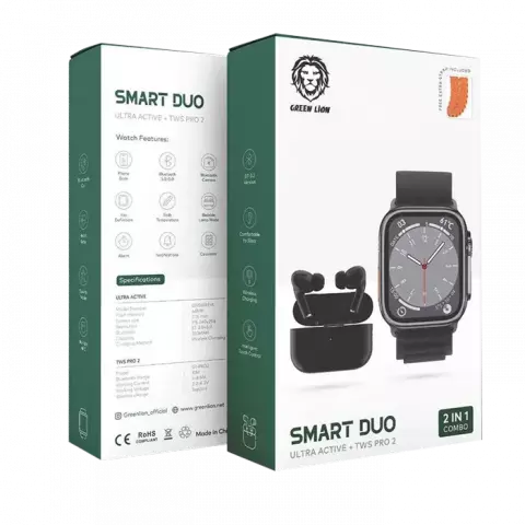 ساعت هوشمند Green Lion مدل Smart Duo Ultra Active به همراه ایرفون TWS Pro 2