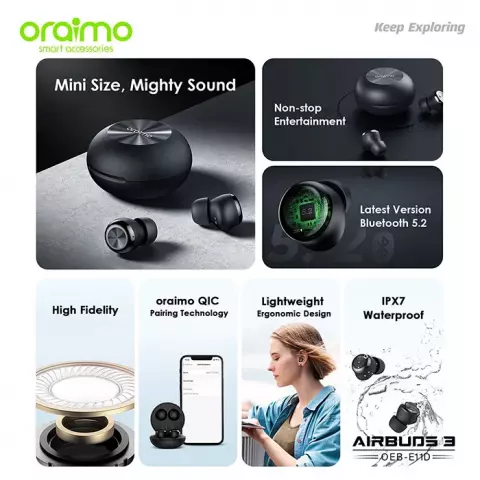 ایرفون بلوتوثی Oraimo مدل AirBuds 3 OEB-E11D