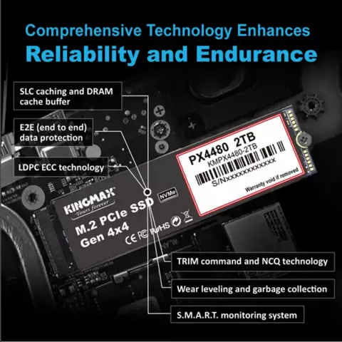 حافظه SSD اینترنال 2 ترابایت Kingmax مدل PX4480 NVMe M.2