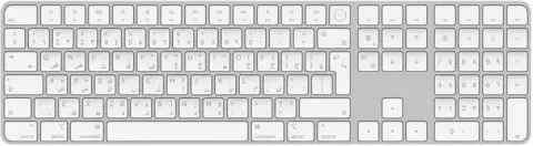 کیبورد Apple مدل MAGIC KEYBOARD A2520 WITH TOUCH ID AND NUMERIC KEYPAD WHITE WIRELESS KB