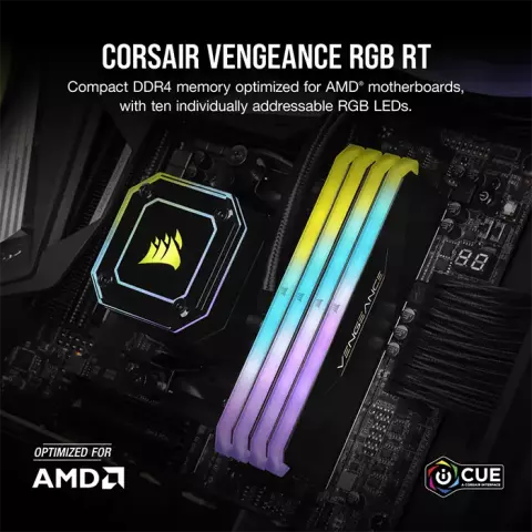 رم دسکتاپ (16GB*2) 32 گیگابایت Corsair مدل VENGEANCE RGB RT DDR4 3600MHz