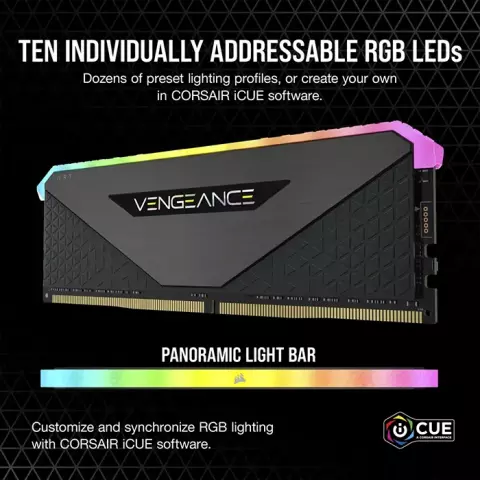 رم دسکتاپ (16GB*2) 32 گیگابایت Corsair مدل VENGEANCE RGB RT DDR4 3600MHz