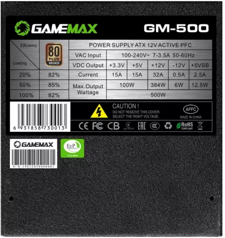 پاور 500 وات GameMax مدل GM-500 80Plus Bronze