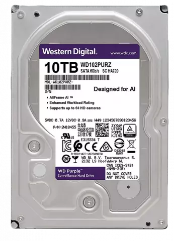 هارد اینترنال 10 ترابایت WD مدل Purple Surveillance WD102PURX 