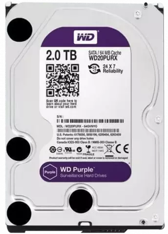 هارد اینترنال 2 ترابایت WD مدل PURPLE SURVEILLANCE WD20PURX