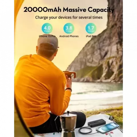 پاور بانک 20000 میلی‌آمپر ساعت RAVPOWER مدل RP-PB1235