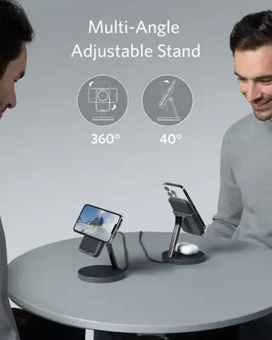 پایه نگهدارنده و پاور بانک 5000 میلی آمپر ساعت و شارژر بی سیم Anker مدل 633Magnetic Wireless Charger (MagGo) B25A72