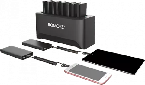 پایه شارژ قابل حمل Romoss به همراه 8 پاور بانک 10000میلی آمپر ساعت