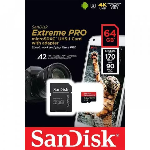 مموری کارت 64 گیگابایت Sandisk مدل Extreme PRO کلاس 10 استاندارد UHS-I U3