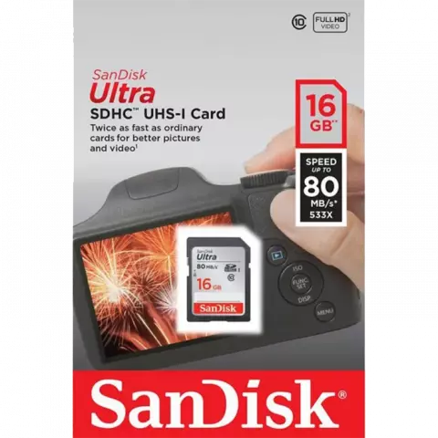مموری کارت 16 گیگابایت Sandisk مدل Ultra کلاس 10 استاندارد UHS-I