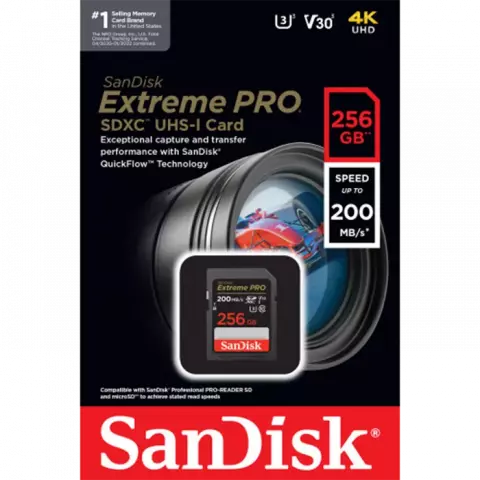 مموری کارت 256 گیگابایت Sandisk مدل Extreme PRO کلاس 10 استاندارد UHS-I U3