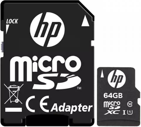 مموری کارت 64 گیگابایت HP مدل mi210 کلاس 10 استاندارد UHS-I U1 همراه با آداپتور