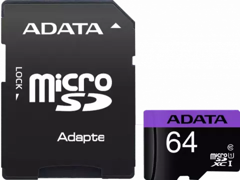 مموری کارت 64 گیگابایت Adata مدل Premier کلاس 10 استاندارد UHS-I U1 همراه با آداپتور