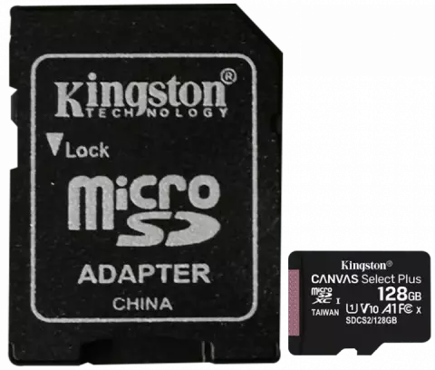 مموری کارت 128 گیگابایت Kingston مدل Canvas Select Plus همراه با آداپتور