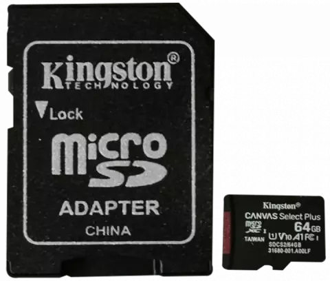 مموری کارت 64 گیگابایت Kingston مدل Canvas Select Plus همراه با آداپتور