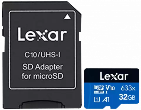 مموری کارت 32 گیگابایت Lexar مدل BLUE High-Performance 633X کلاس 10 استاندارد HC-I U1 همراه با آداپتور