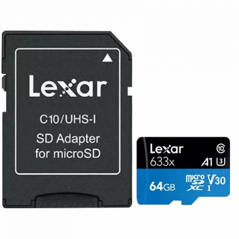 مموری کارت 64 گیگابایت Lexar مدل High Performance 633X همراه با آداپتور