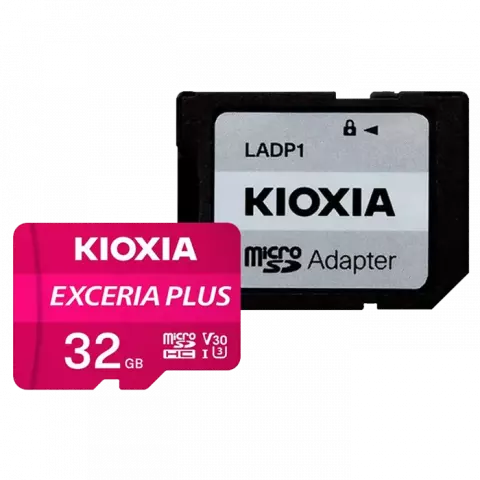 مموری کارت 32 گیگابایت KIOXIA مدل EXCERIA PLUS کلاس 10 استاندارد UHS-I U3 همراه با آداپتور
